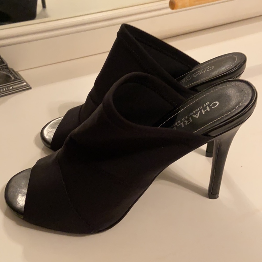 Black Open Toe, Open Back Heels. Sharp Looking On. - image 5